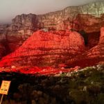 Table Mountain glows red for SA protest