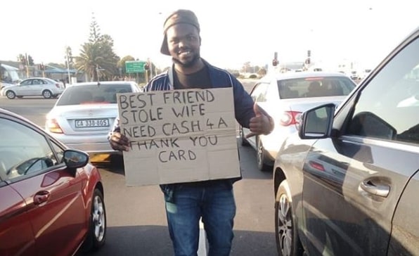 Blouberg jobseeker warms hearts with funny signs