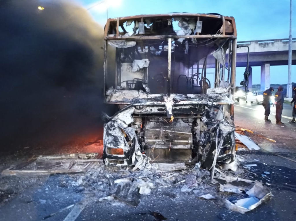 Buses set alight during protest action near Delft