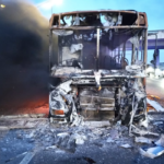 Buses set alight during protest action near Delft