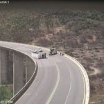 Strong winds blow truck over near Huguenot Tunnel