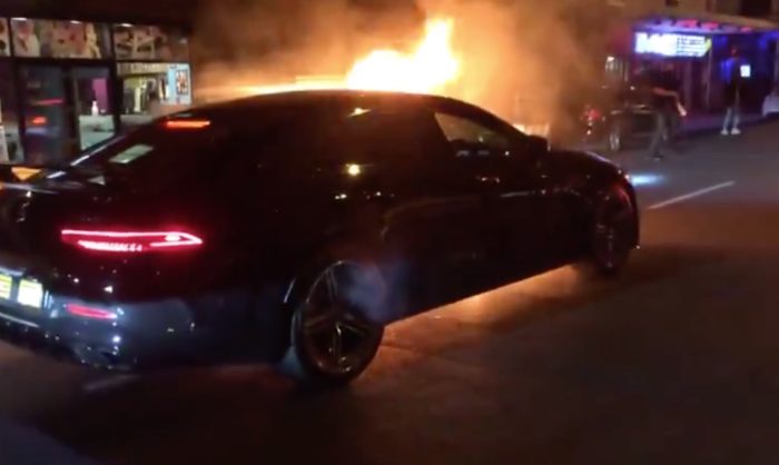 Mercedes Benz catches alight on Long Street