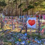 Tokai Forest's Ribbon Gate decorated to honour gender-based violence victims