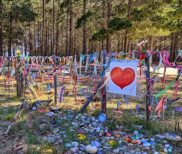 Tokai Forest's Ribbon Gate decorated to honour gender-based violence victims