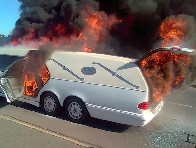 Hearse catches alight in Paarl