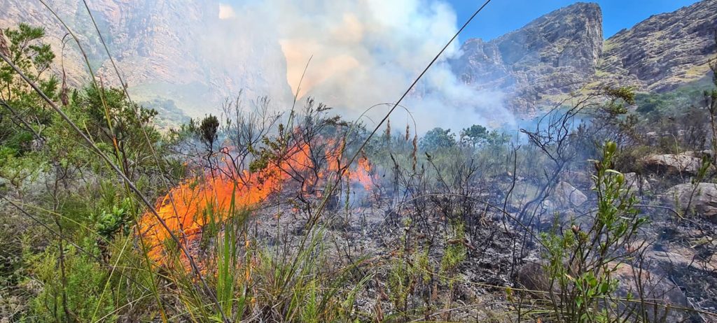 Fire breaks out on Du Toit's kloof pass after pair create shrine