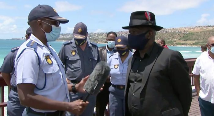 Bheki Cele patrols Mossel Bay beaches