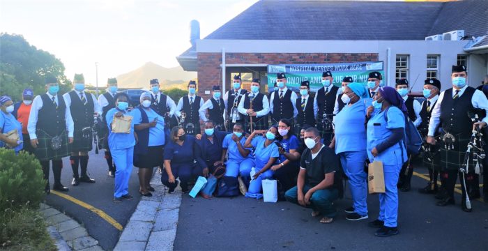 False Bay Hospital workers and patients receive Highlanders salute