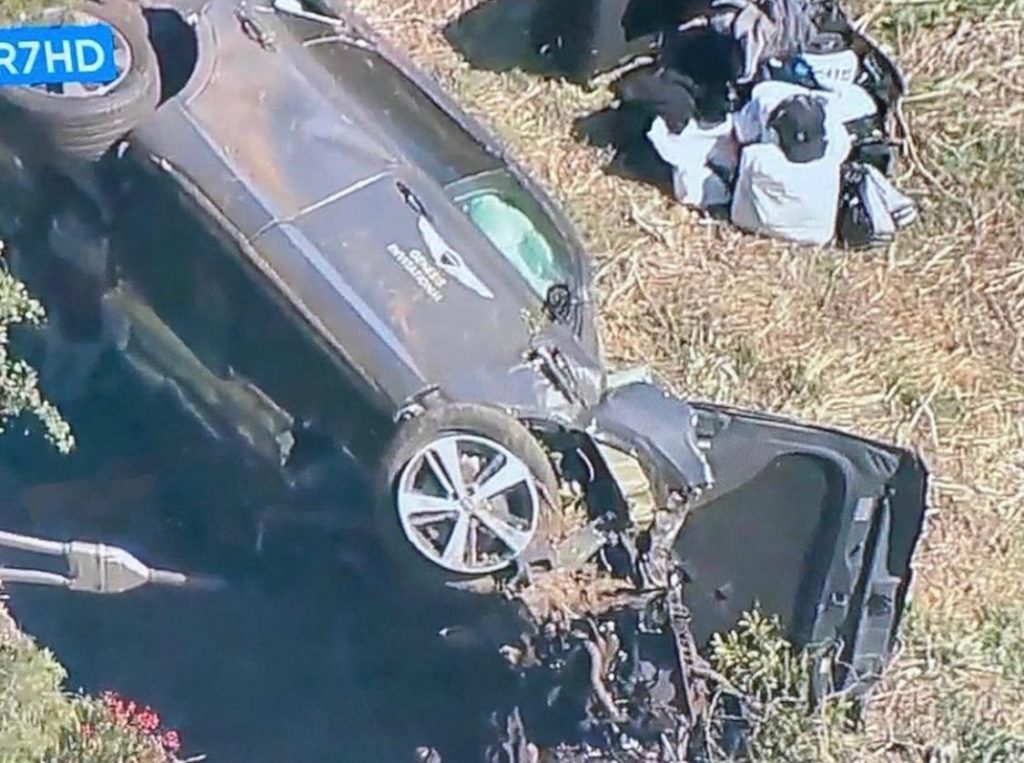 Tiger Woods removed from car crash with jaws of life