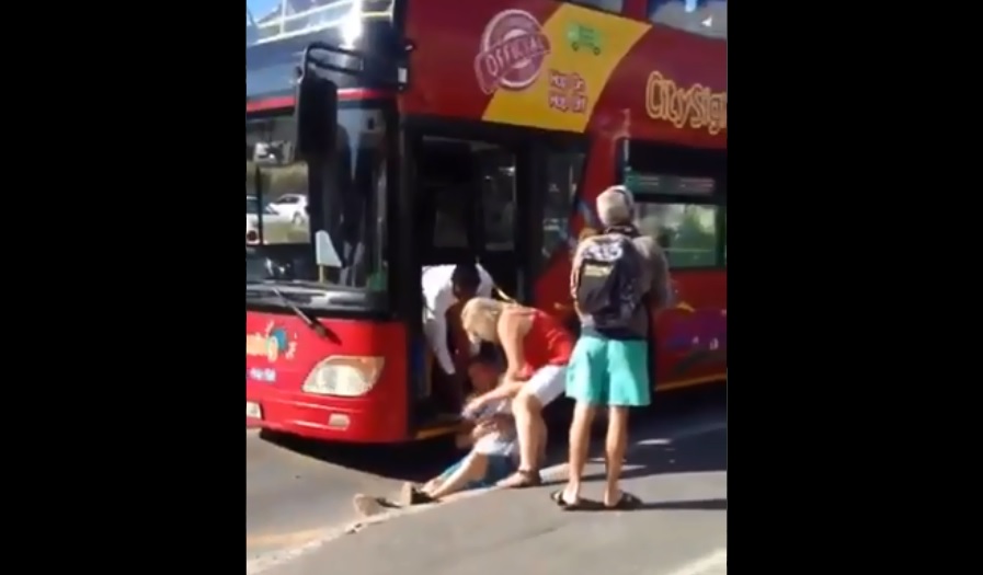 WATCH: One wine tasting too many? Man topples out of Red Bus